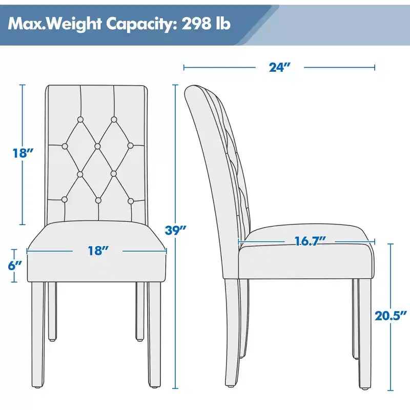 Yaheetech Set of 4 Button Tufted Faux Leather Dining Chairs for Home, Restaurants, Cafe
