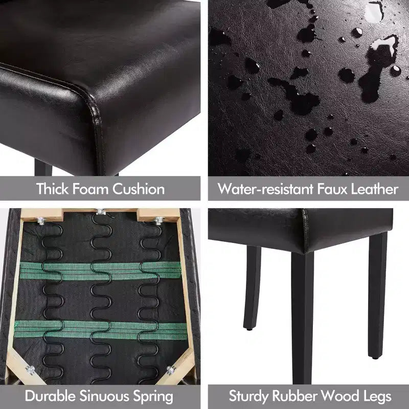 Yaheetech Set of 4 Button Tufted Faux Leather Dining Chairs for Home, Restaurants, Cafe