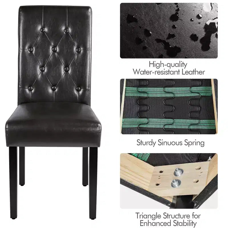Yaheetech Set of 4 Button Tufted Faux Leather Dining Chairs for Home, Restaurants, Cafe
