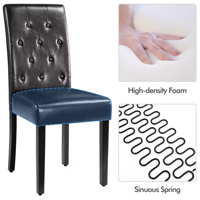 Yaheetech Set of 4 Button Tufted Faux Leather Dining Chairs for Home, Restaurants, Cafe