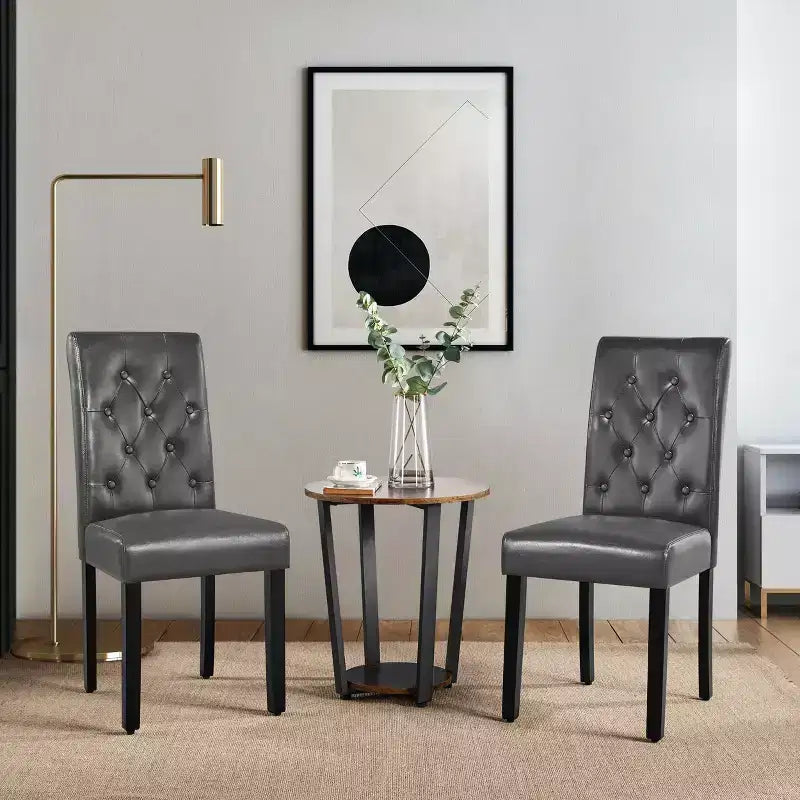 Yaheetech Set of 4 Button Tufted Faux Leather Dining Chairs for Home, Restaurants, Cafe