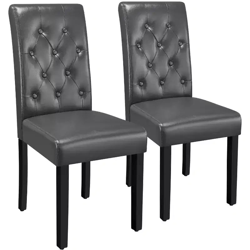 Yaheetech Set of 4 Button Tufted Faux Leather Dining Chairs for Home, Restaurants, Cafe