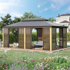 EROMMY 20 Ft. W X 12 Ft. D Outdoor Hardtop Gazebo, Double Top Galvanized Steel Roof Aluminum Sunroom