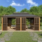 EROMMY 20 Ft. W X 12 Ft. D Outdoor Hardtop Gazebo, Double Top Galvanized Steel Roof Aluminum Sunroom
