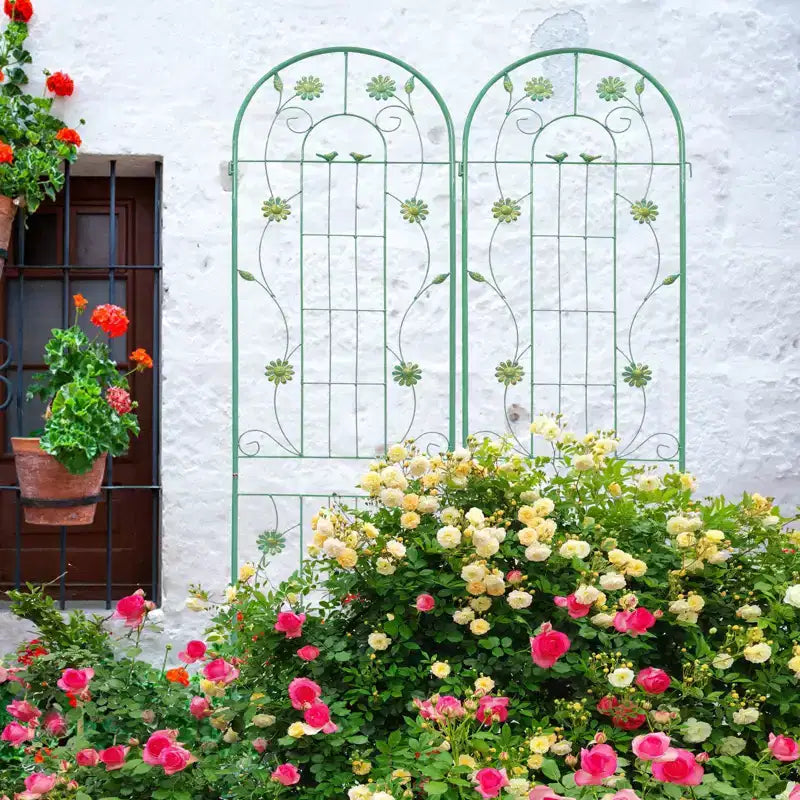4 Pack Metal Garden Trellis 86.7 x 19.7 Rustproof Trellis for Climbing Plants Outdoor Flower Support Green