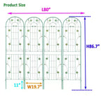 4 Pack Metal Garden Trellis 86.7 x 19.7 Rustproof Trellis for Climbing Plants Outdoor Flower Support Green