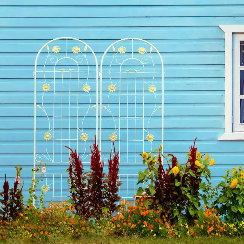 4 Pack Metal Garden Trellis 86.7 x 19.7 Rustproof Trellis for Climbing Plants Outdoor Flower Support Green