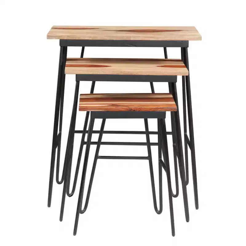 GDFStudio Bruno 3 Piece Rectangle Two-Tone Table Top Nesting Accent Table Sets