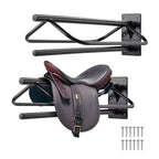 VEVOR Saddle Rack with Pad Bar,23.8 x 12.6 x 10.2 in,2 Packs Wall Mounted Saddle Stand, Heavy-Duty Steel Saddle Holder, Western & English Saddle Rack