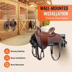 VEVOR Saddle Rack with Pad Bar,23.8 x 12.6 x 10.2 in,2 Packs Wall Mounted Saddle Stand, Heavy-Duty Steel Saddle Holder, Western & English Saddle Rack
