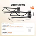 VEVOR Saddle Rack with Pad Bar,23.8 x 12.6 x 10.2 in,2 Packs Wall Mounted Saddle Stand, Heavy-Duty Steel Saddle Holder, Western & English Saddle Rack