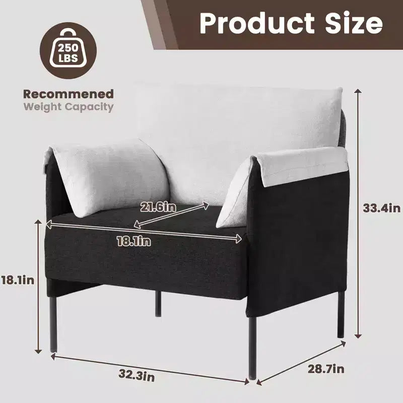Chenille Oversized Accent Chair, Sofa Chair with Large Seat, Modern Armchair Reading Chairs for Bedroom Living Room(Set of 2