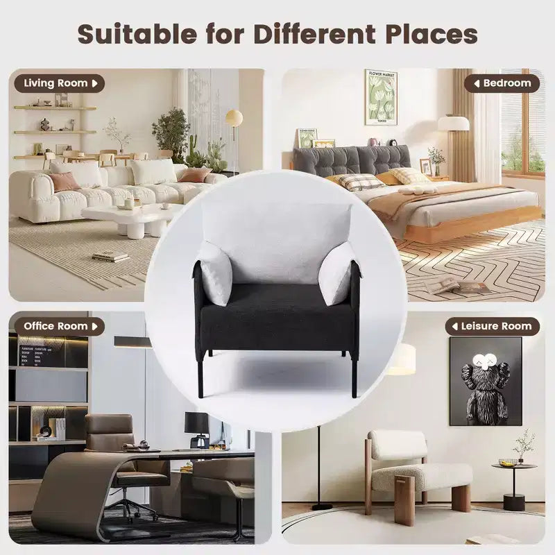 Chenille Oversized Accent Chair, Sofa Chair with Large Seat, Modern Armchair Reading Chairs for Bedroom Living Room(Set of 2