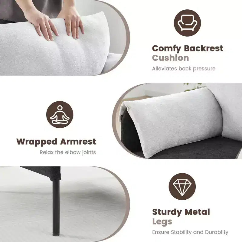 Chenille Oversized Accent Chair, Sofa Chair with Large Seat, Modern Armchair Reading Chairs for Bedroom Living Room(Set of 2