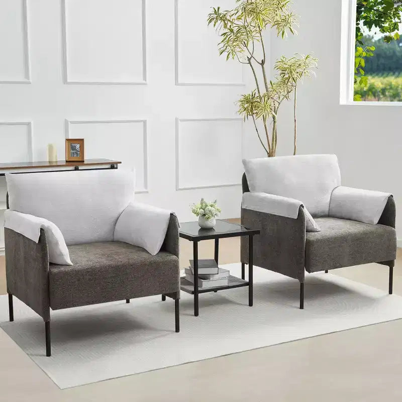 Chenille Oversized Accent Chair, Sofa Chair with Large Seat, Modern Armchair Reading Chairs for Bedroom Living Room(Set of 2