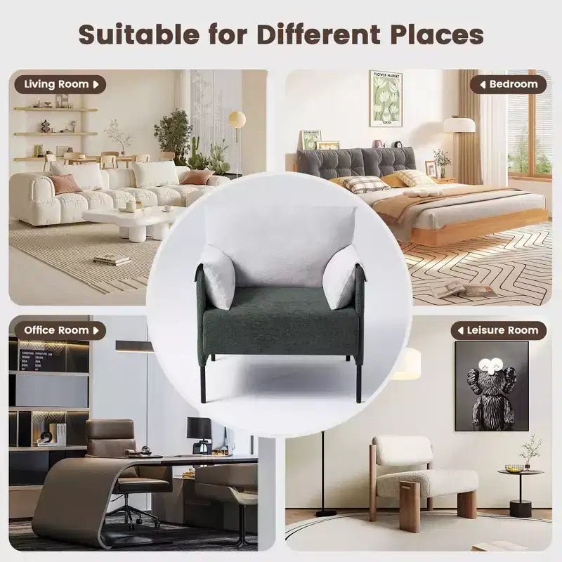 Chenille Oversized Accent Chair, Sofa Chair with Large Seat, Modern Armchair Reading Chairs for Bedroom Living Room(Set of 2