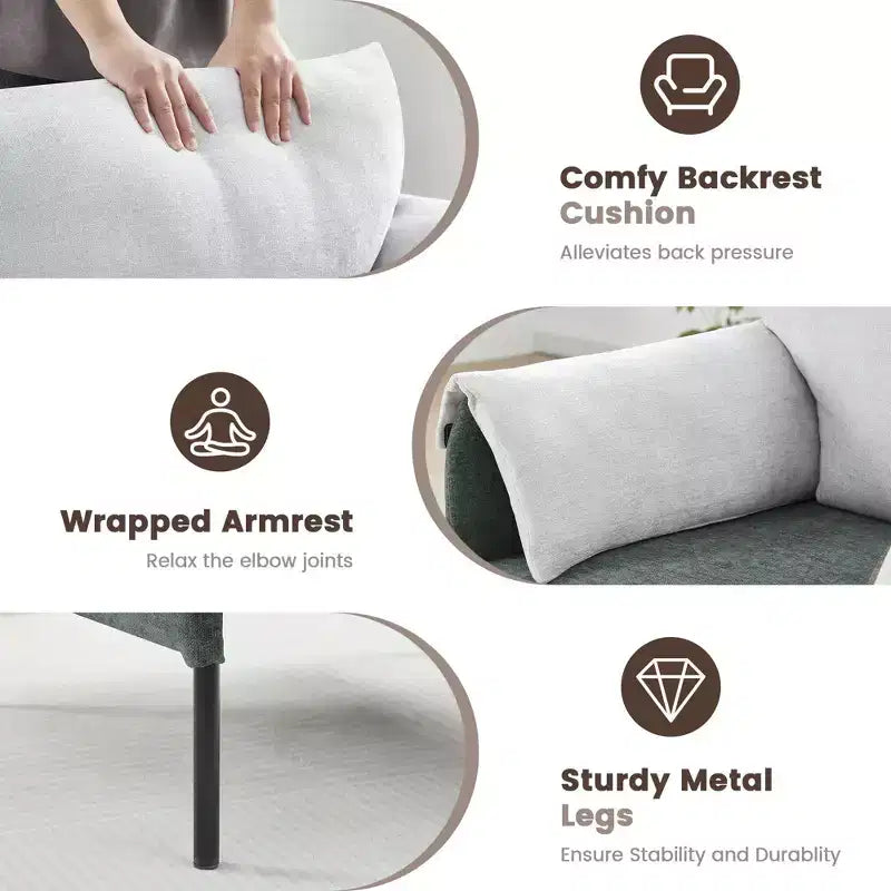 Chenille Oversized Accent Chair, Sofa Chair with Large Seat, Modern Armchair Reading Chairs for Bedroom Living Room(Set of 2