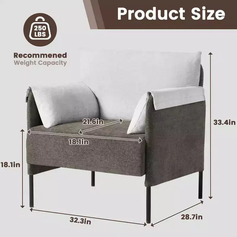 Chenille Oversized Accent Chair, Sofa Chair with Large Seat, Modern Armchair Reading Chairs for Bedroom Living Room(Set of 2