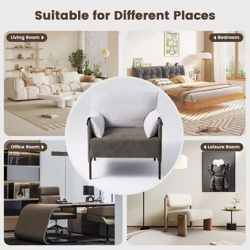 Chenille Oversized Accent Chair, Sofa Chair with Large Seat, Modern Armchair Reading Chairs for Bedroom Living Room(Set of 2
