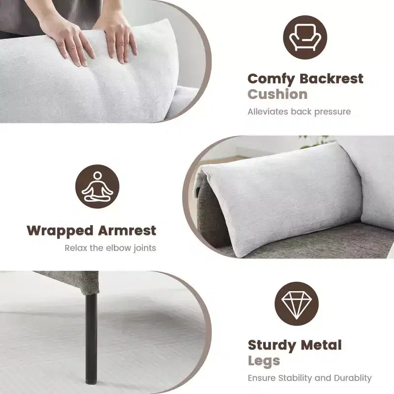 Chenille Oversized Accent Chair, Sofa Chair with Large Seat, Modern Armchair Reading Chairs for Bedroom Living Room(Set of 2