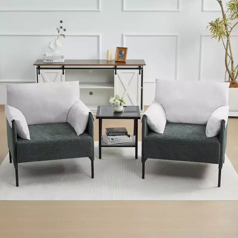 Chenille Oversized Accent Chair, Sofa Chair with Large Seat, Modern Armchair Reading Chairs for Bedroom Living Room(Set of 2