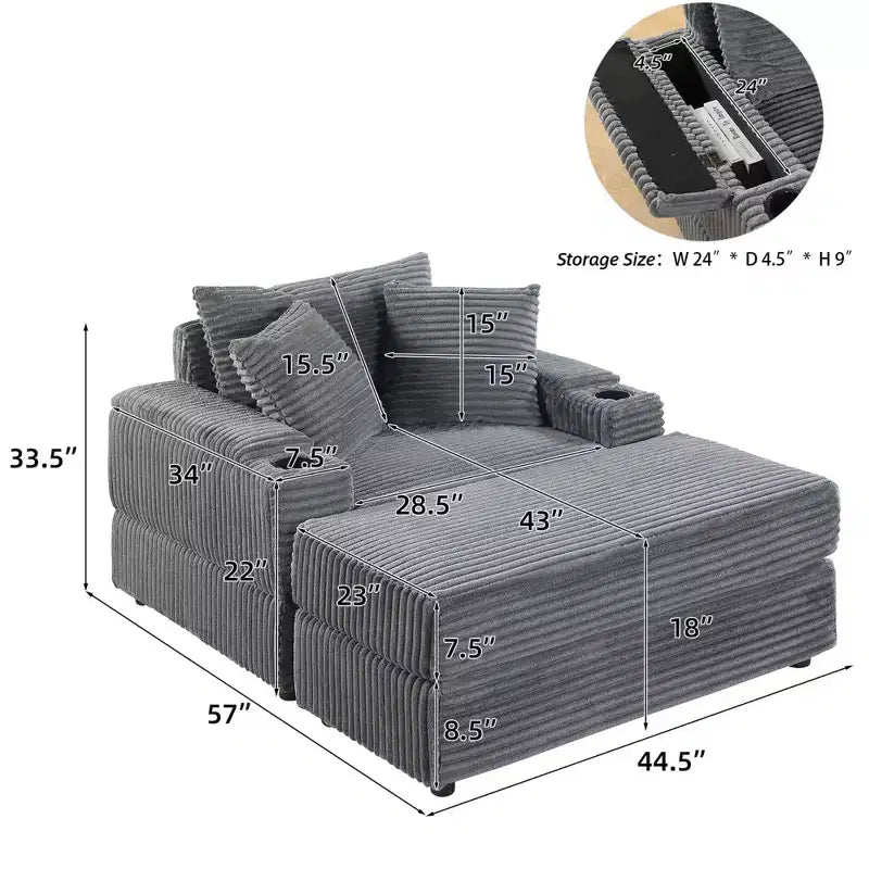 sofa With 2 toss pillows and a ottoman ,Comfy Sofa- Deep Seat Couch for Living Room