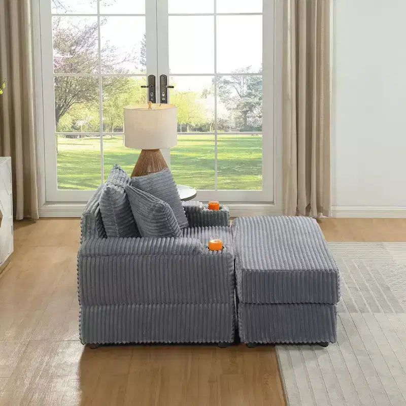 sofa With 2 toss pillows and a ottoman ,Comfy Sofa- Deep Seat Couch for Living Room