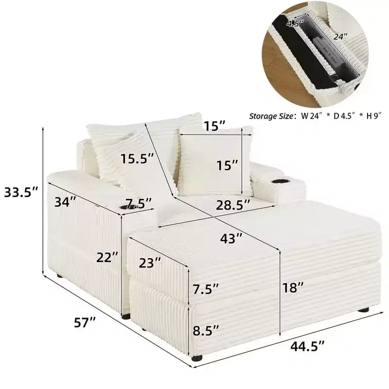 sofa With 2 toss pillows and a ottoman ,Comfy Sofa- Deep Seat Couch for Living Room