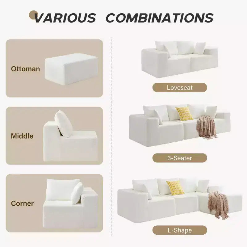 103 Modular Sectional Sofa, L Shaped Cloud Sectional Couch with Deep Seats, No Assembly Foam Couches, Upholstered Couches
