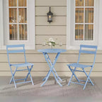 3-Piece Green Folding Bistro Set, Metal Frame Table and Chairs for Small Spaces, Indoor/Outdoor Use