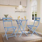 3-Piece Green Folding Bistro Set, Metal Frame Table and Chairs for Small Spaces, Indoor/Outdoor Use