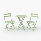 3-Piece Green Folding Bistro Set, Metal Frame Table and Chairs for Small Spaces, Indoor/Outdoor Use
