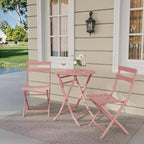 3-Piece Green Folding Bistro Set, Metal Frame Table and Chairs for Small Spaces, Indoor/Outdoor Use
