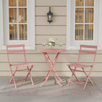 3-Piece Green Folding Bistro Set, Metal Frame Table and Chairs for Small Spaces, Indoor/Outdoor Use