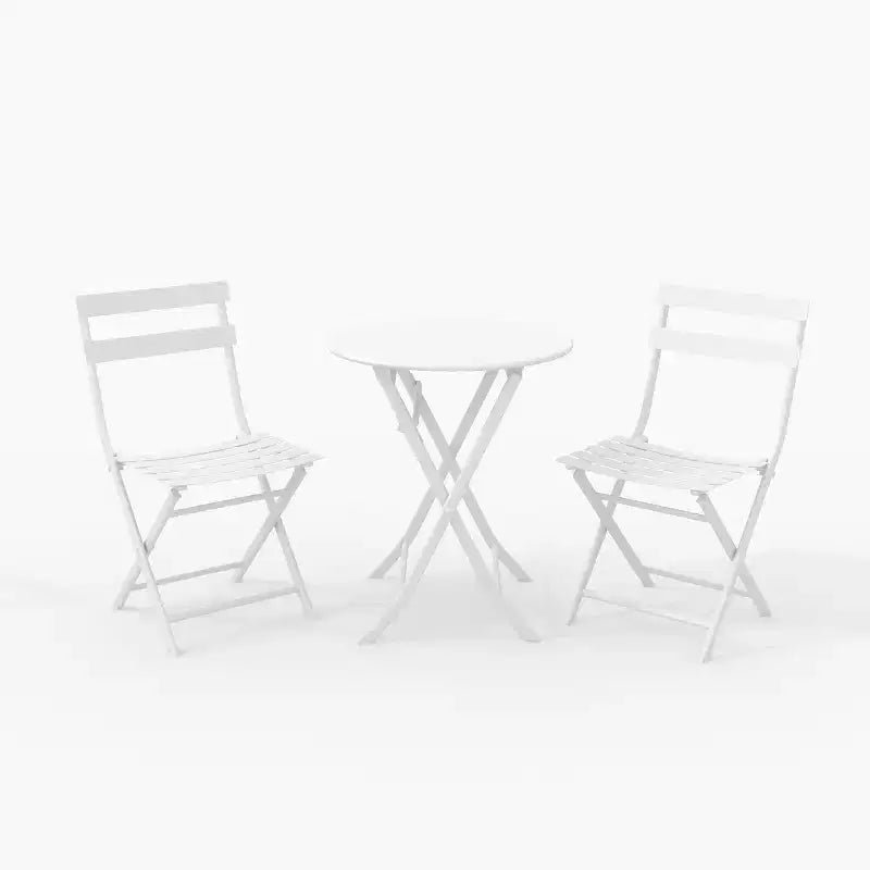 3-Piece Green Folding Bistro Set, Metal Frame Table and Chairs for Small Spaces, Indoor/Outdoor Use