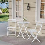 3-Piece Green Folding Bistro Set, Metal Frame Table and Chairs for Small Spaces, Indoor/Outdoor Use