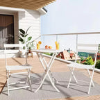 3-Piece Green Folding Bistro Set, Metal Frame Table and Chairs for Small Spaces, Indoor/Outdoor Use