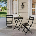 3-Piece Green Folding Bistro Set, Metal Frame Table and Chairs for Small Spaces, Indoor/Outdoor Use