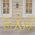 3-Piece Green Folding Bistro Set, Metal Frame Table and Chairs for Small Spaces, Indoor/Outdoor Use