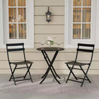 3-Piece Green Folding Bistro Set, Metal Frame Table and Chairs for Small Spaces, Indoor/Outdoor Use