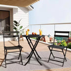 3-Piece Green Folding Bistro Set, Metal Frame Table and Chairs for Small Spaces, Indoor/Outdoor Use