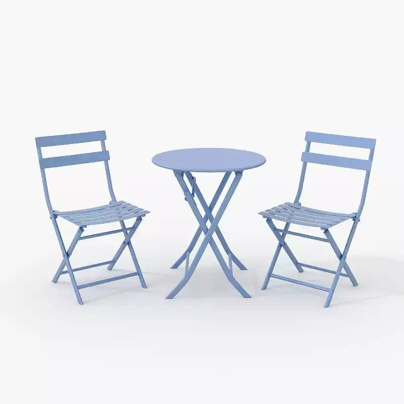 3-Piece Green Folding Bistro Set, Metal Frame Table and Chairs for Small Spaces, Indoor/Outdoor Use