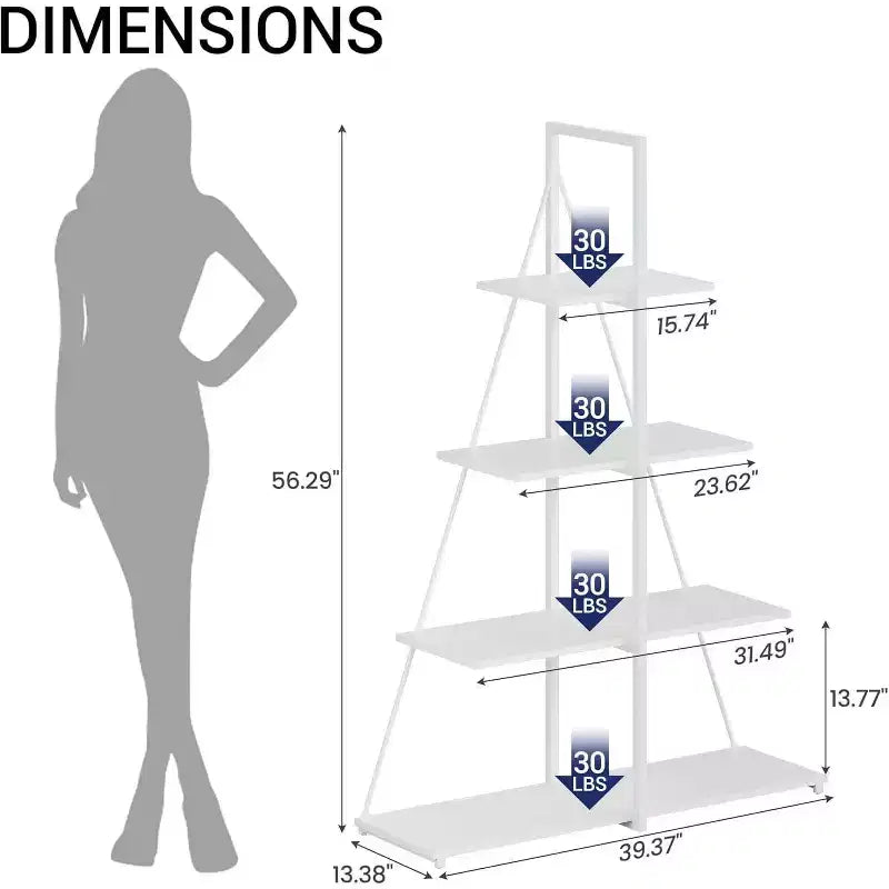4 Shelf Bookshelf, Sailboat A-Shape Structure, Ladder Display Shelf, Classical Modern Bookshelf Book, For CDs/Books/Films