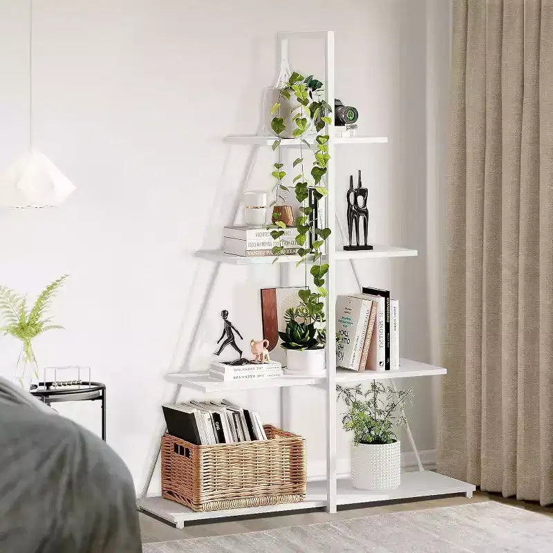 4 Shelf Bookshelf, Sailboat A-Shape Structure, Ladder Display Shelf, Classical Modern Bookshelf Book, For CDs/Books/Films