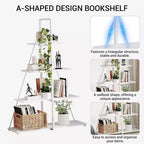 4 Shelf Bookshelf, Sailboat A-Shape Structure, Ladder Display Shelf, Classical Modern Bookshelf Book, For CDs/Books/Films