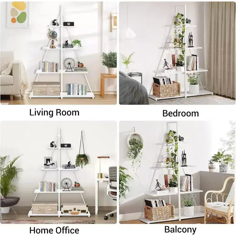 4 Shelf Bookshelf, Sailboat A-Shape Structure, Ladder Display Shelf, Classical Modern Bookshelf Book, For CDs/Books/Films