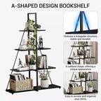 4 Shelf Bookshelf, Sailboat A-Shape Structure, Ladder Display Shelf, Classical Modern Bookshelf Book, For CDs/Books/Films