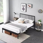 14 Inch Queen Bed Frame, Metal Platform Bed Frame with Headboard, No Box Spring Needed, Noise-Free, Non-Slip, Black