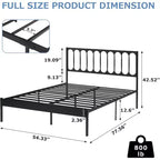 14 Inch Queen Bed Frame, Metal Platform Bed Frame with Headboard, No Box Spring Needed, Noise-Free, Non-Slip, Black
