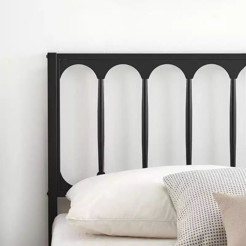 14 Inch Queen Bed Frame, Metal Platform Bed Frame with Headboard, No Box Spring Needed, Noise-Free, Non-Slip, Black